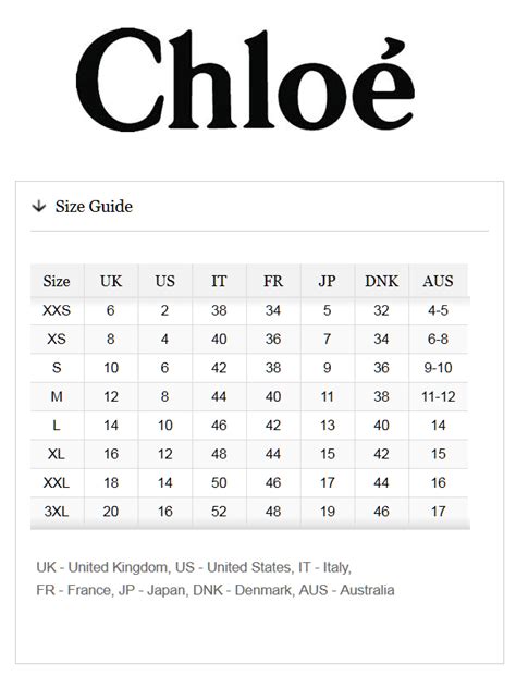 hana see by chloe|see by CHLOE. size chart.